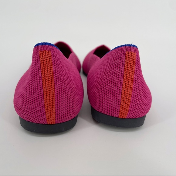 Rothy’s Berry The Point Knit Flats Orange Stripe Pointed Toe Pink - Picture 2 of 6
